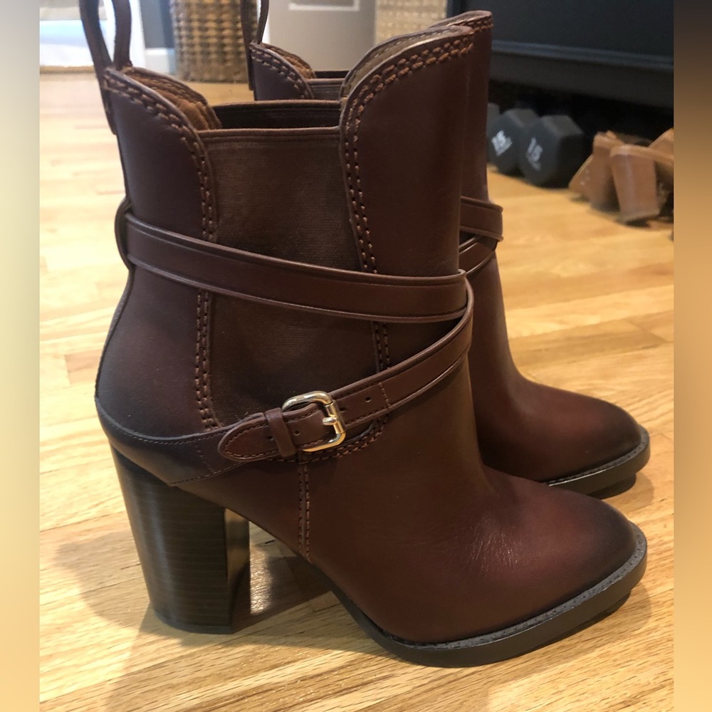 Coach leather brown booties